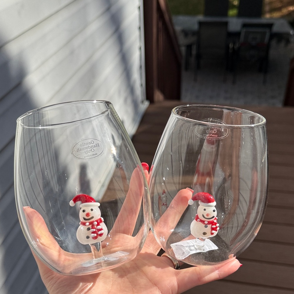 Snowman Stemless Wine Glasses